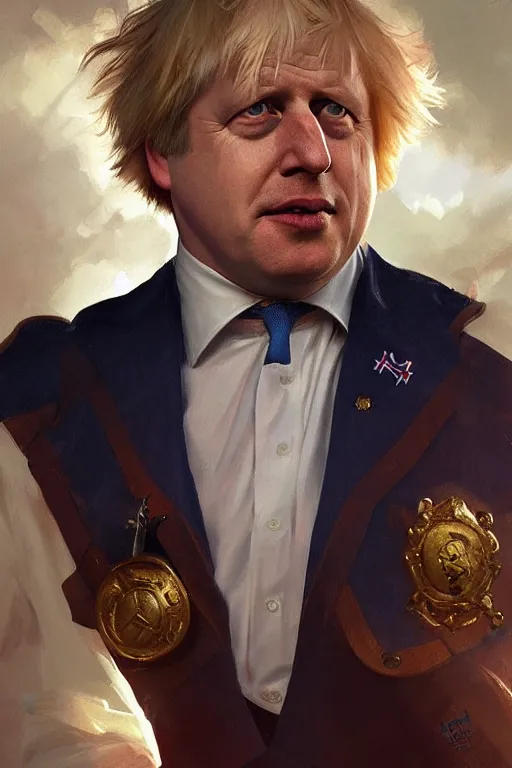 Prompt: Boris Johnson as Captain Great Britain, portrait, highly detailed, digital painting, artstation, concept art, smooth, sharp focus, soft volumetric lights, illustration, cinematic lighting, art by artgerm and greg rutkowski and alphonse mucha