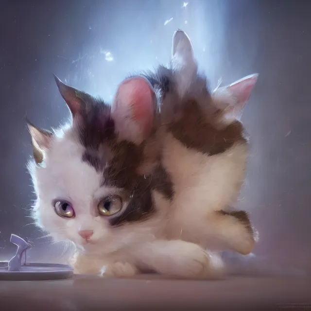 Prompt: a beautiful painting of a kitten in genshin impact. disney character design by cory loftis, fenghua zhong, ryohei hase, ismail inceoglu and ruan jia. artstation, volumetric light, detailed, photorealistic, rendered in octane