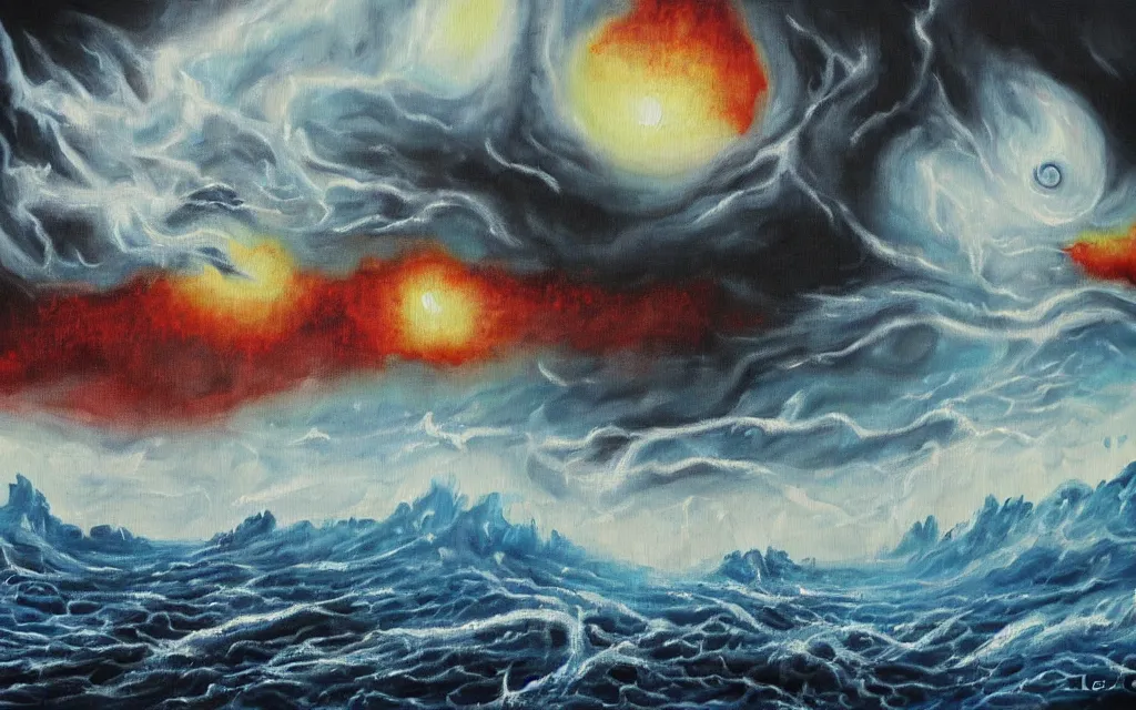 Prompt: the end of the world, doomsday, style of a painting by leona creo