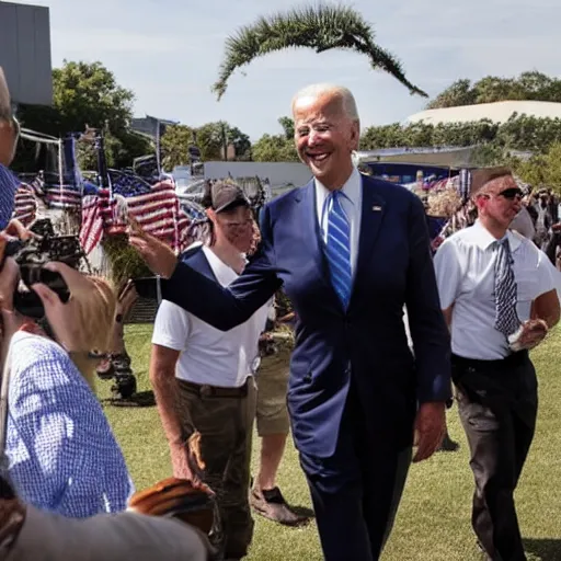 Prompt: award-winning photo of Joe Biden wearing cargo pants