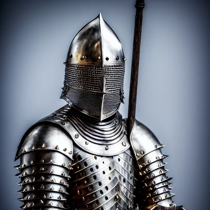 Image similar to photo of a knight with spiked armour and a mace, highly detailed, 4 k, hdr, smooth, sharp focus, high resolution, award - winning photo