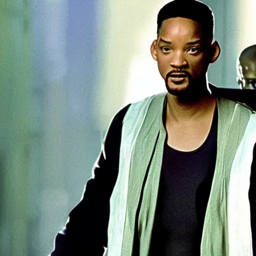 Prompt: Will Smith as Neo in the Matrix