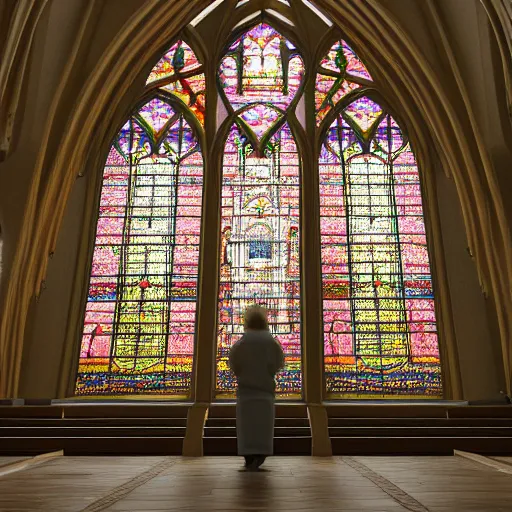 Prompt: majestic view of a stained glass window in a cathedral, lightbeams shining through, subject centered in frame, octane render, extremely detailed digital matte painting by kazimir malevich