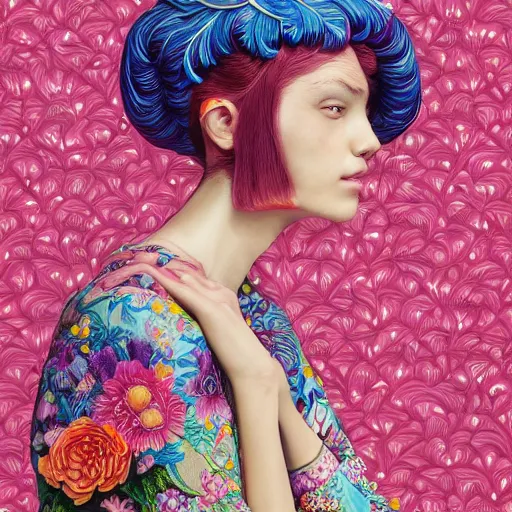 Prompt: pretty model with botanical and bright fruits : : by martine johanna and simon stalenhag and chie yoshii and casey weldon and wlop : : ornate, dynamic, particulate, rich colors, intricate, elegant, highly detailed, vogue, harper's bazaar art, fashion magazine, smooth, sharp focus, 8 k, octane render