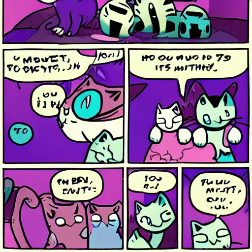 Image similar to Kirby in a cute comic about cats