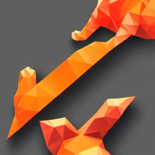 Prompt: orange to red gradient low poly art of cat connecting lines