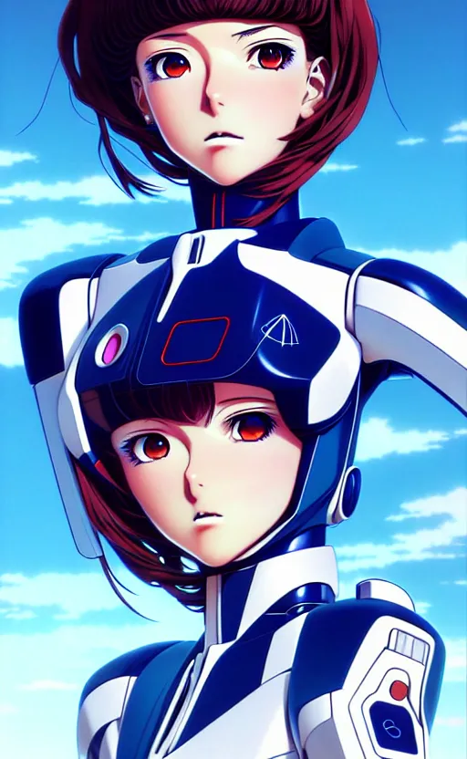 Image similar to An anime portrait of beautiful girl still from Robotech 1985 by Stanley Artgerm Lau ,WLOP , Ilya Kuvshinov , James Jean , Andrei Riabovitchev symmetrical