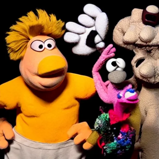 Prompt: fred flintstone as a muppet, puppetry