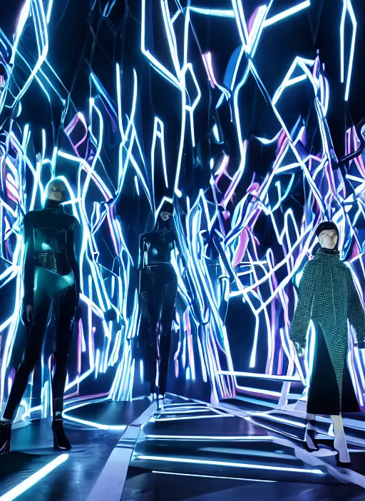 Image similar to hyperrealistic and heavy detailed balenciaga runway show of tron, leica sl 2 5 0 mm, vivid color, high quality, high textured, real life