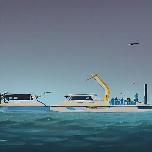 Image similar to yachting club by simon stalenhag