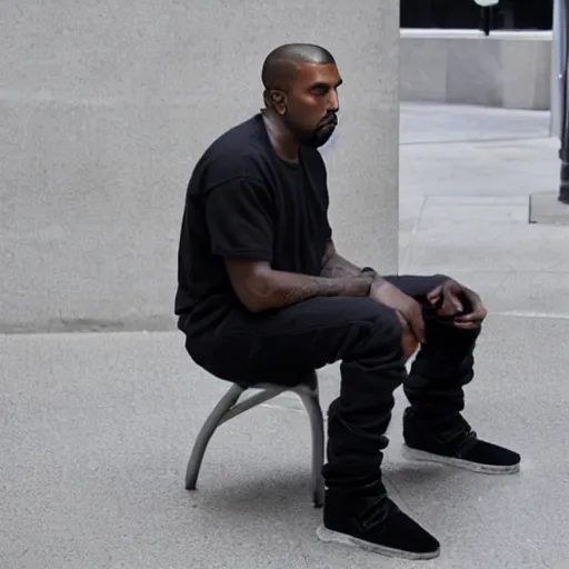 Image similar to kanye west sitting in a public toilet