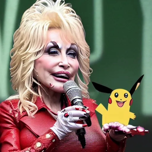 Image similar to Dolly Parton eating Pokemon