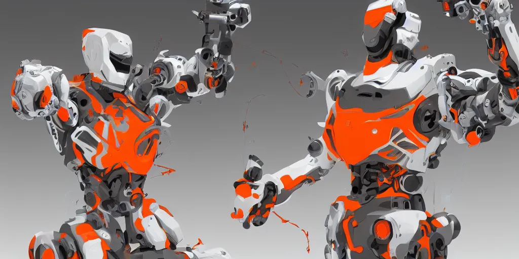 Image similar to parallax white - orange robocowboy in datacenter server room artstation