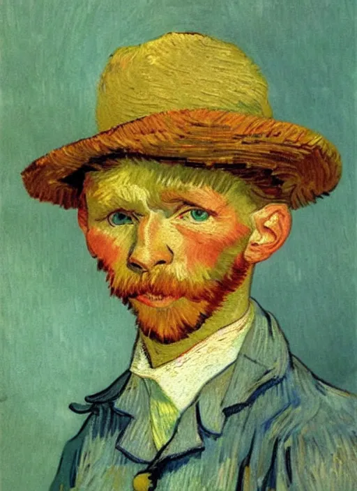 Image similar to lifelike oil painting portrait of tom sawyer by van gogh