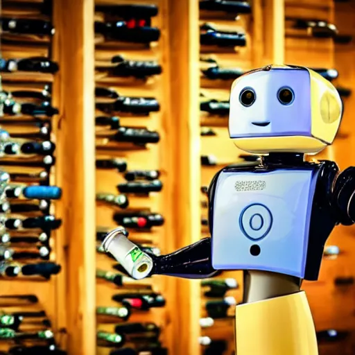 Prompt: a robot drinking wine