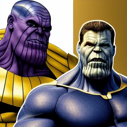 Prompt: Wholesome Thanos posing from LinkedIn profile picture, professional headshot