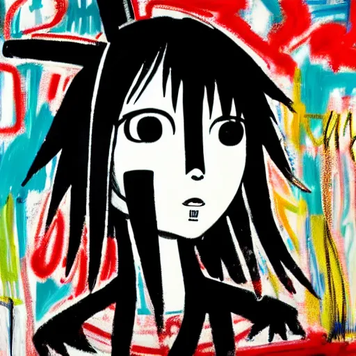 Prompt: Hatsune miku by Jean-Michel Basquiat