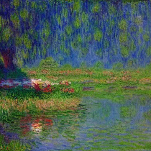Prompt: monet style, french fries, landscape