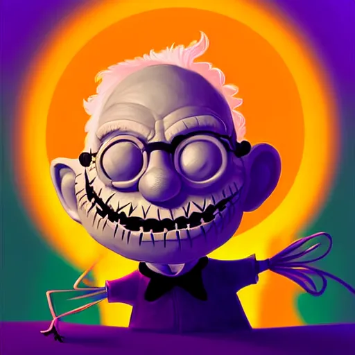 Image similar to curled perspective digital art of a cute!!! smiling!!!! grandpa!!!!!!! with a photo camera by anton fadeev from nightmare before christmas