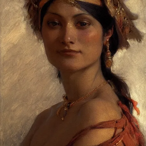 Prompt: orientalism painting of zelda collarbone detail by theodore ralli and nasreddine dinet and anders zorn and nikolay makovsky and edwin longsden long, bronze age, sword and sorcery, oil on canvas, masterful intricate artwork, excellent lighting, high detail 8 k