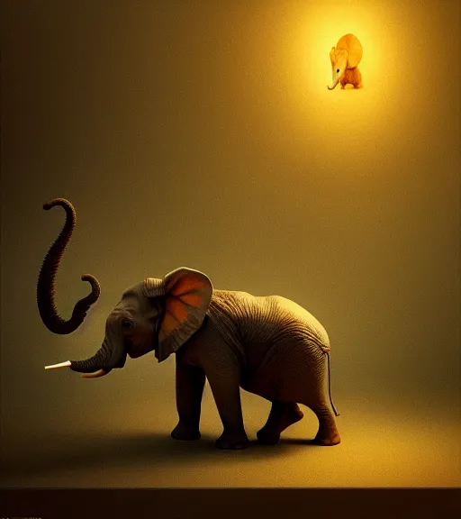 Image similar to an extremely detailed masterpiece of a mouse that has ears of an elephant and pondering what to do next, inspired by franz sedlacek, digital art, cinematic lighting, trending in artstation, 4 k