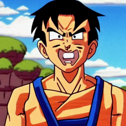 Prompt: “an animation still of Nathan Fielder as Master Roshi in Dragon Ball Z (1990)”