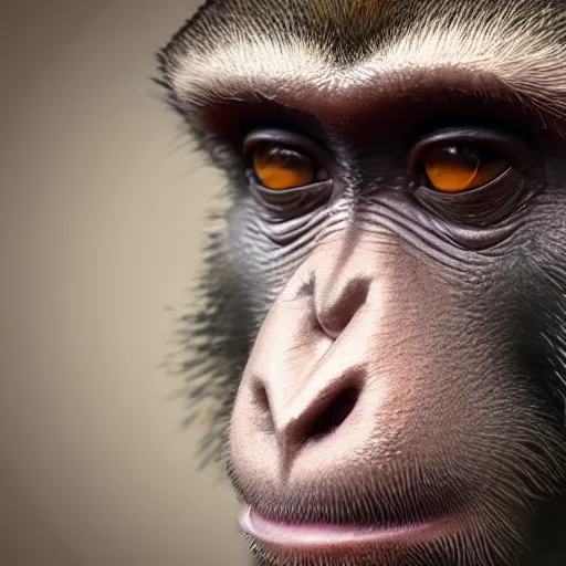 Image similar to close up photo of a monkey, photorealistic, 5 0 mm, great lighting, artstation