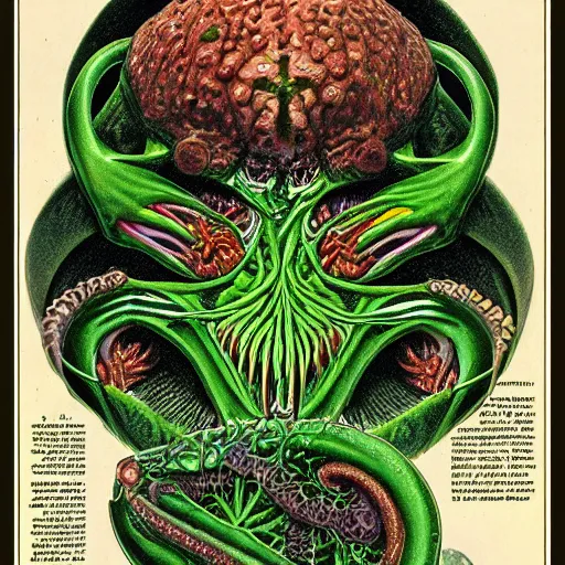 Prompt: cthulhu cross section scientific illustration biology book, highly detailed