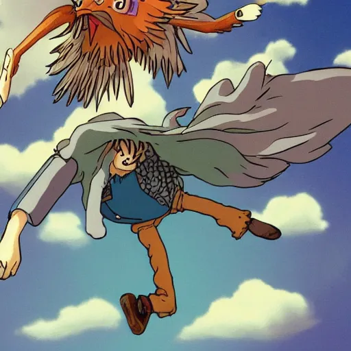 Prompt: Howl's moving castle on bird feet