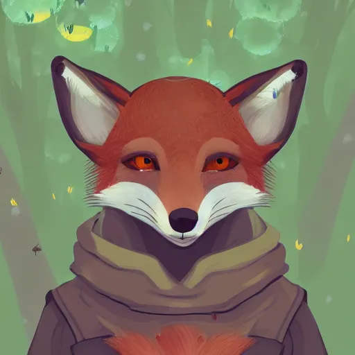 Prompt: portrait of a medieval anthropomorphic fox in a forest at night with fireflies, trending on artstation, furry art, by kawacy, night lighting, digital art, dreamy, bokeh