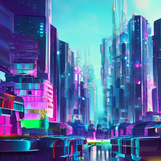 Prompt: Futuristic colorful city, 4k, cinematic, trending on artstation, high quality,