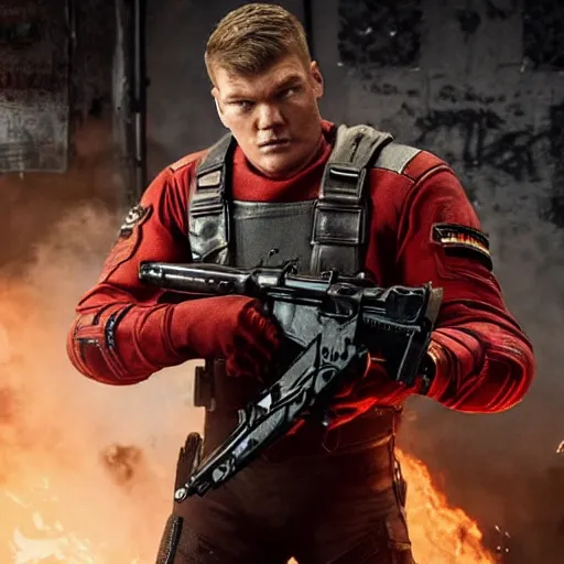 Image similar to alan ritchson playing bj blazkowicz in the live - action wolfenstein film