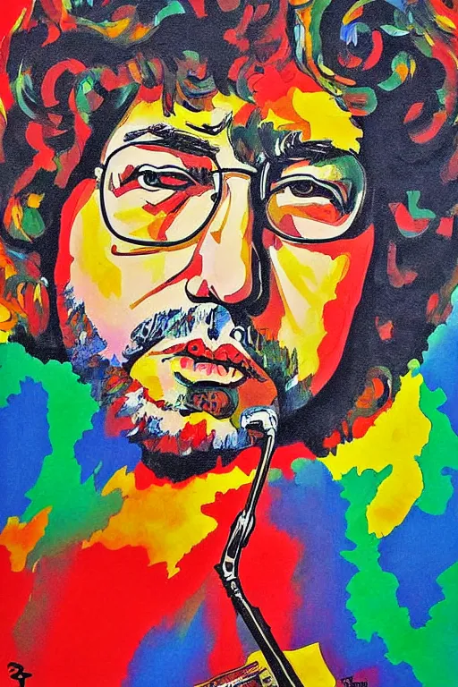 Image similar to Poster artwork, painting of Jerry Garcia by Bob Dylan