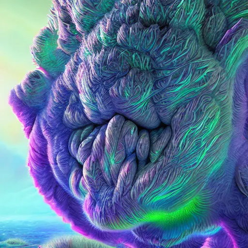 Image similar to colossal fluffy micro organism, by alex grey, fantasy, vivid colors, sharp focus, digital art, hyper - realistic, 4 k, unreal engine, highly detailed, hd, dramatic lighting by brom, trending on artstation