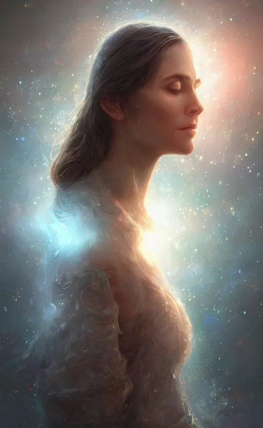 Prompt: the birth of life, sharp focus, intricate, elegant, digital painting, artstation, matte, highly detailed, concept art, illustration, volumetric lighting, bokeh light, art by greg olsen and liz lemon swindle