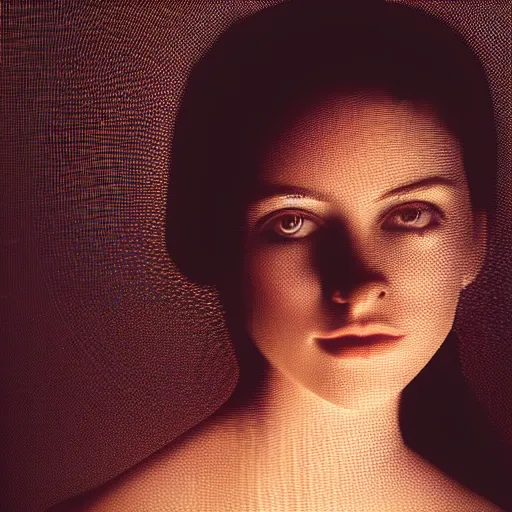 Prompt: beautiful portrait of a young woman, by marie - denise villers, close - up, subdued tones, victorian dress, light projection overlay of vhs static