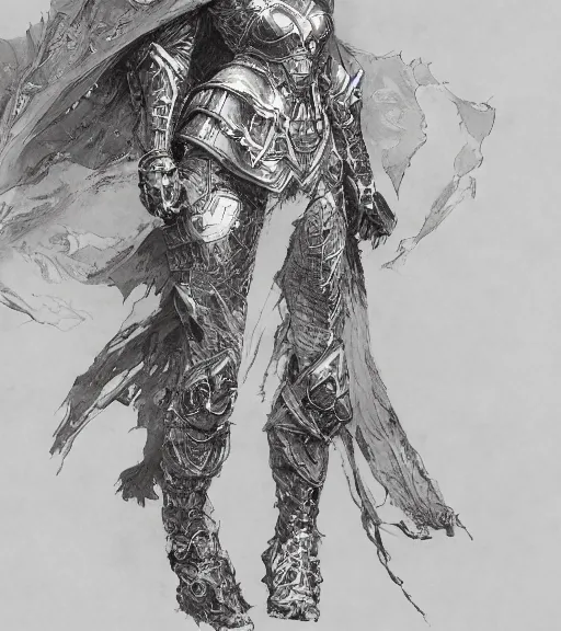 Image similar to anime woman in armor, pen and ink, intricate line drawings, by craig mullins, ruan jia, kentaro miura, greg rutkowski, loundraw