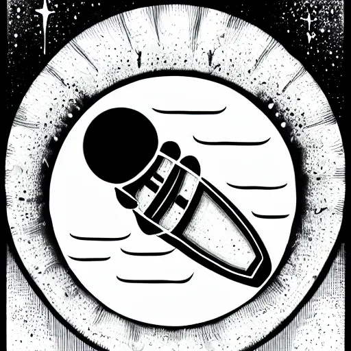 Image similar to alien in spaceship black and white illustration