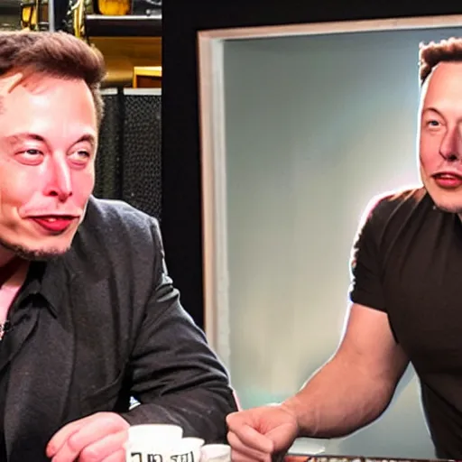 Image similar to elon musk smoking a joint on the joe rogan podcast, weed