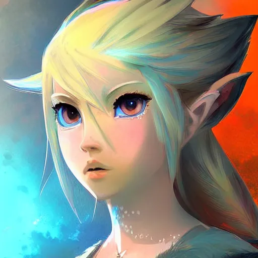 Image similar to kerli koiv in the art style of breath of the wild, grimdark dramatic lighting, digital art, intricate, highly detailed, matte painting, fine art