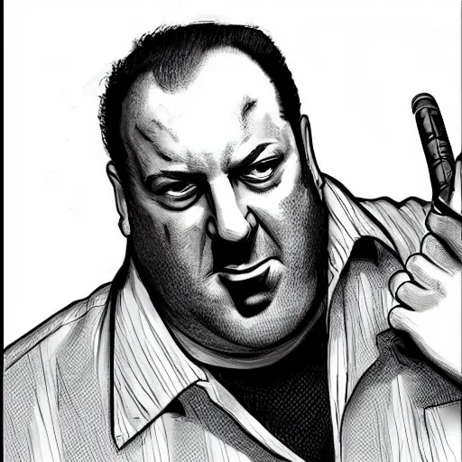 Image similar to chunky artist ethan van sciver as tony soprano, with a cigar, artstation, real photo