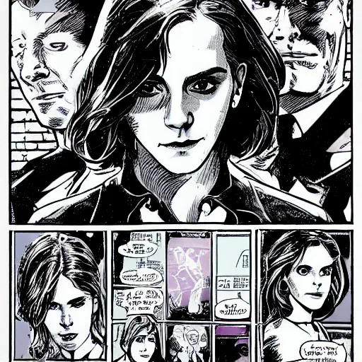 Prompt: emma watson in watchmen comic, drawn by dave gibbons, extreme detail, sharp focus, dramatic, artstation