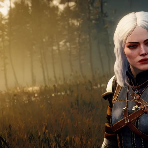 Image similar to Emma Stone in The Witcher 3 video game