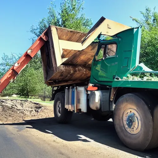 Prompt: dump truck taking a selfie