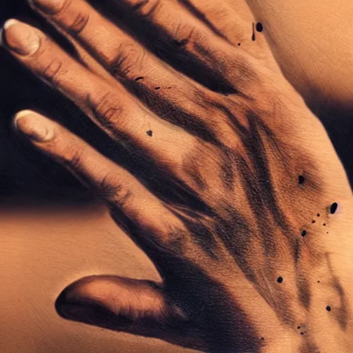 Image similar to highly realistic artwork, human fingers, photography, uhd, 8 k by diego fazio