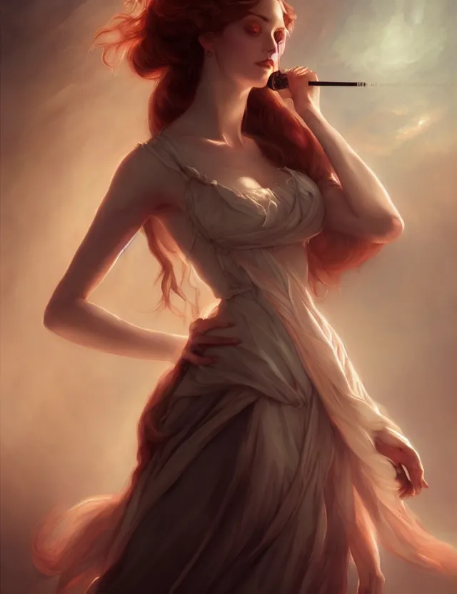 Prompt: the bard playing the theremin of charlie bowater, titian and artgerm, full - length portrait, complex, complex, elegant, beautiful, high detail, dramatic lighting, clear focus, trending on artstation, pastel beautiful colors