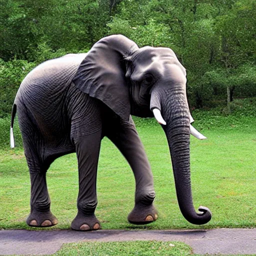 Prompt: Elephant with bionic spider legs