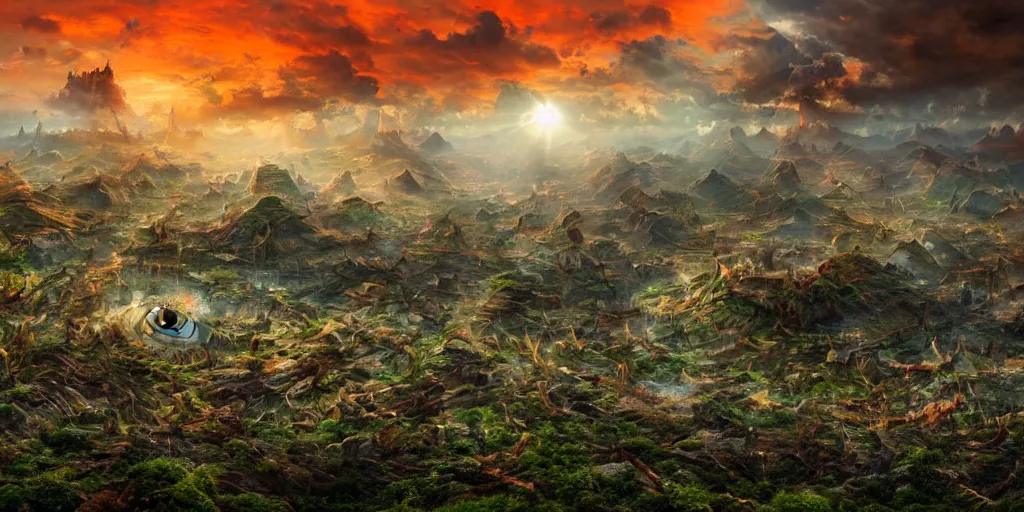 Image similar to amazing crazy landscape photo of a secret civilization, hyperdetailed, cinematic masterpiece