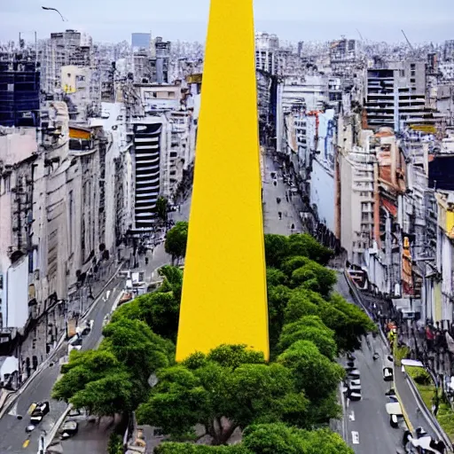 Prompt: realistic photo of buenos aires but the obelisk is a banana