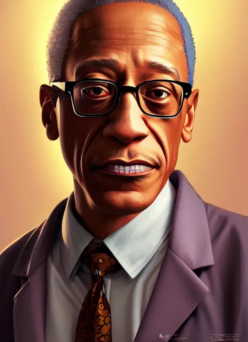 Image similar to cute doctor gus fring, natural lighting, path traced, highly detailed, high quality, digital painting, by don bluth and ross tran and studio ghibli and alphonse mucha, artgerm